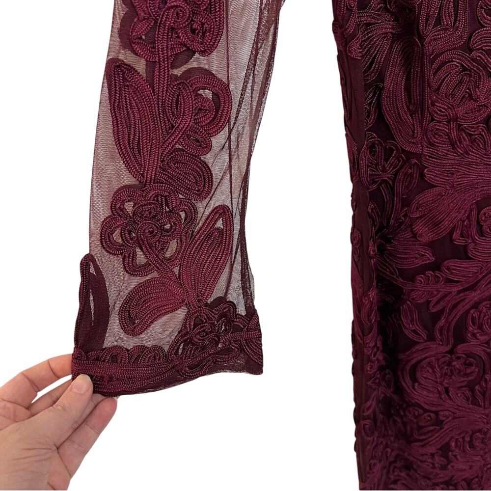 JS Collections Burgundy Lace Dress Knee Length Formal Cocktail Size 2 $248 - Picture 5 of 7